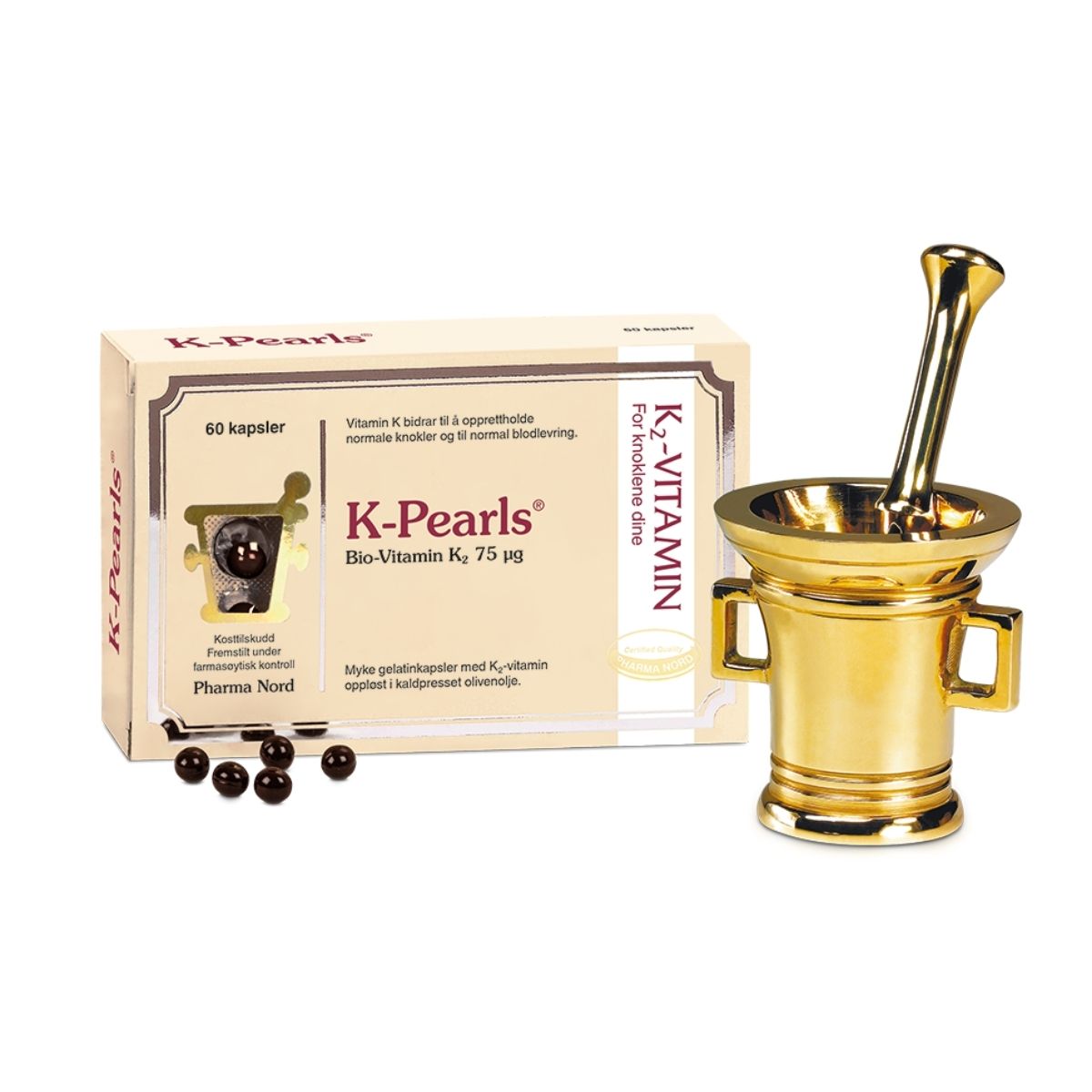 K-PEARLS-REN VITAMIN K2 LØST I KALDPRESSET OLIVENOLJE